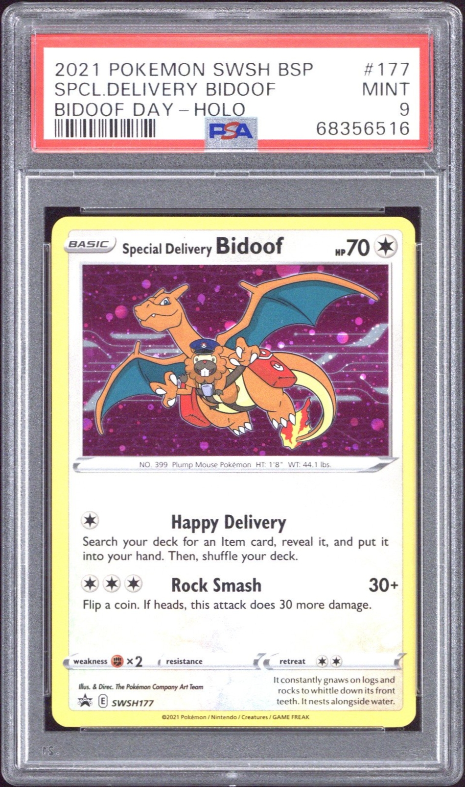 2021 Pokémon Swsh Black Star Promo #177 Special Delivery Bidoof